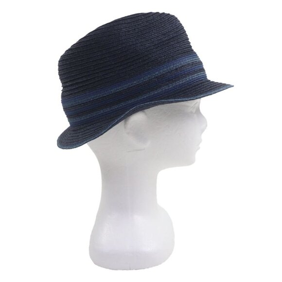 Hermes Raffia Serie Button Medium Fold Hat Straw Hat Navy Blue 58 main image 4